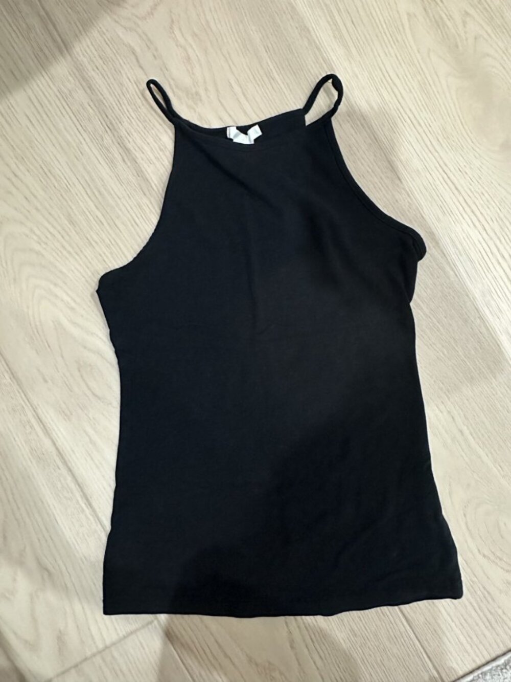 Black High Neck Cami Tank Top Spaghetti Strap – Size S